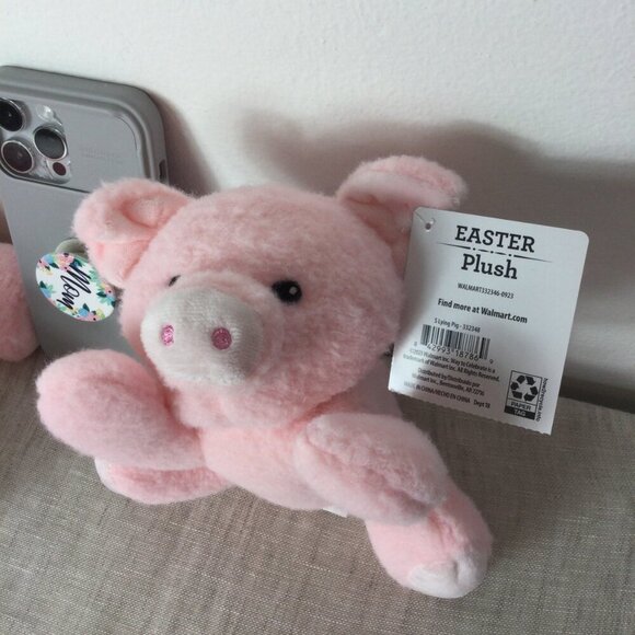 Lot of 2 Way to Celebrate Easter Small Lying Pink Pig Plush Stuffed Animal Toy - Picture 4 of 8